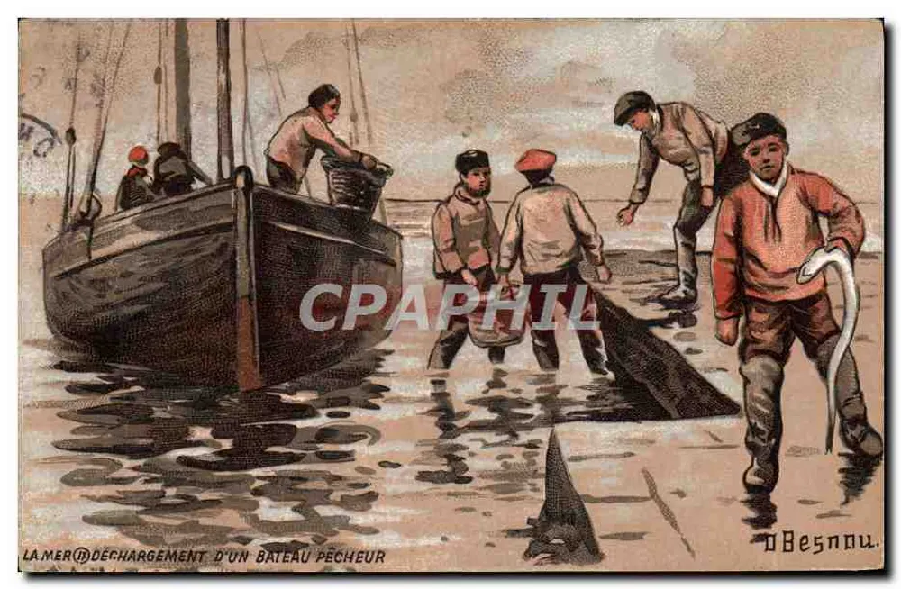 Entladen eines Fischboots — Das Meer — D. Besnou - Vorderseite