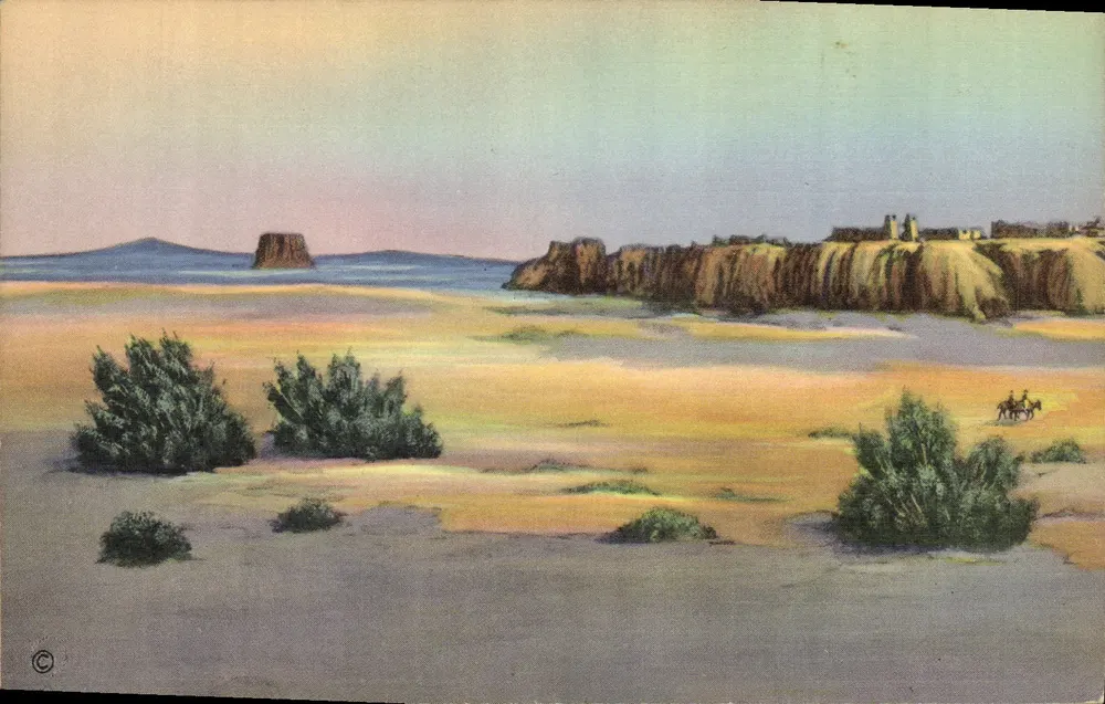 Acoma y la Mesa Enchantée — Nuevo México — Distribución J. R. Willis, Albuquerque - Anverso