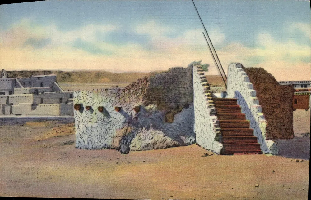 Pueblo-Indianer-Estufa oder Kiva, New Mexico — Verlag C.T. Art Color Tone, Chicago - Vorderseite