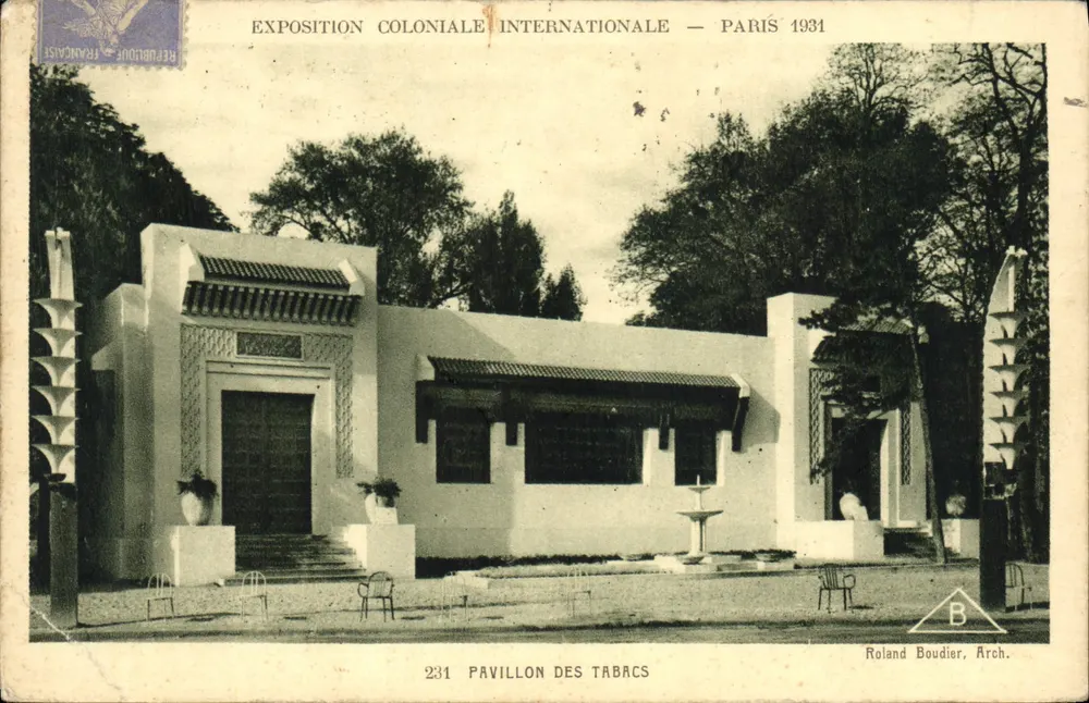 アンティーク絵葉書 パリ 国際植民地博覧会 1931年 タバコ館 - 表面