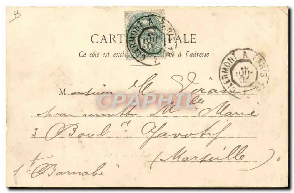Riom - A Fábrica de Tabacos — Lib. Bougé-Béal, 21 rue de l'Ecu, Clermont-Ferrand - Verso