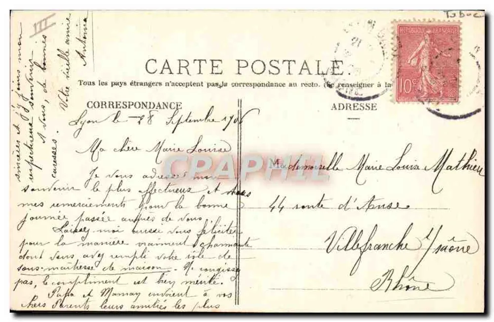 LYON — Cours du Midi e Fabbrica del Tabacco — P. Martel, edit., Lyon - Verso