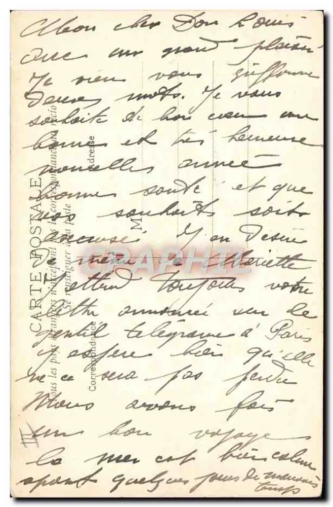 Paquebote 'Espagne' — Compagnia Geral Transatlântica — carta postal autógrafa - Verso