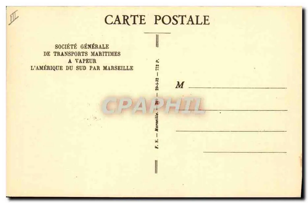 Paquebote "FLORIDA" — S.G.T.M. — Sociedade Geral de Transportes Marítimos - Verso