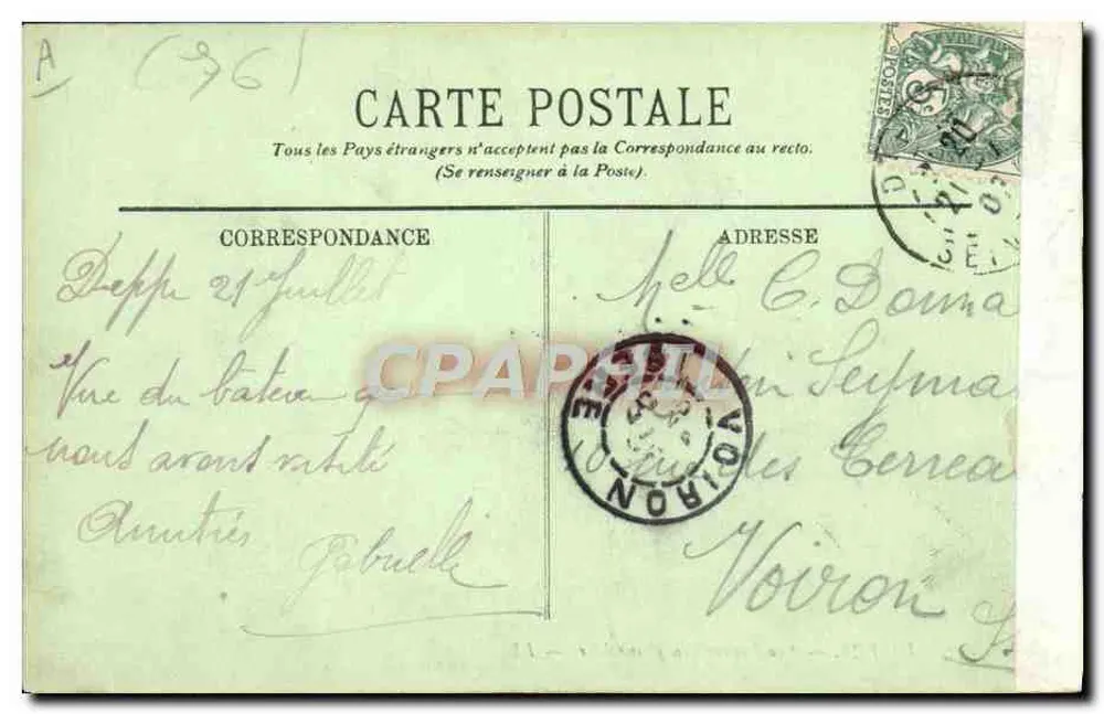 Dieppe — 'La France' auf See — LL. - Rückseite