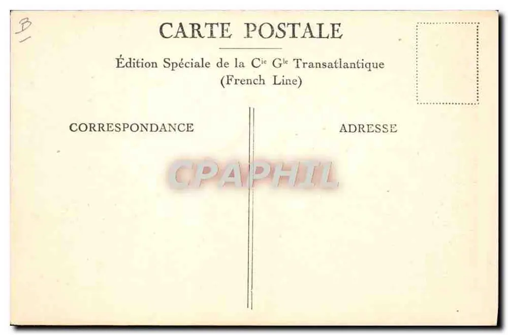 Dampfschiff "ÎLE DE FRANCE" — Kapelle — Sonderausgabe der Compagnie Générale Transatlantique (French Line) - Rückseite