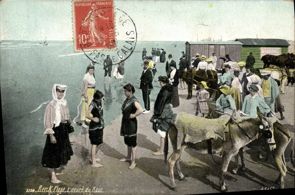 Berck-Plage, A Hora do Banho — L. Vallet, editor, n°1206 - Frente
