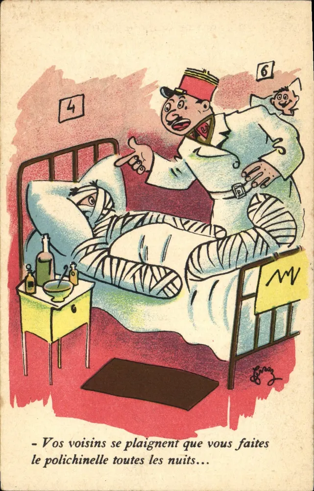 Soldado em leito de doente — caricatura militar — Coleção Comica Militar n°166 - Frente
