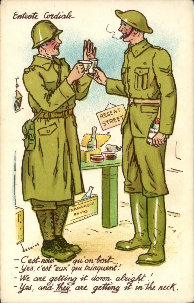 Entente Cordiale — Soldados aliados brindando pela paz — Série Militar 210 - Frente
