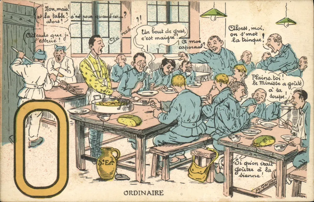 Refeição de soldados — cena humorística — F. Gaillan, n° 0 - Frente