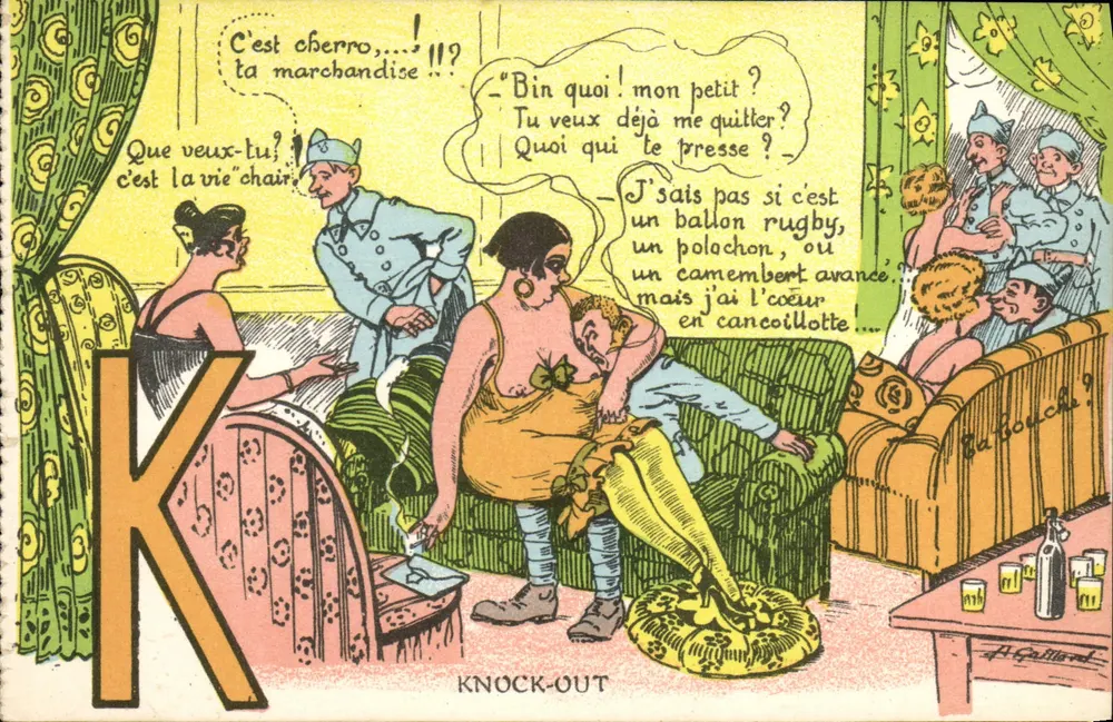 Cena humorística com soldados — editor H. Gaultier, série K - Frente