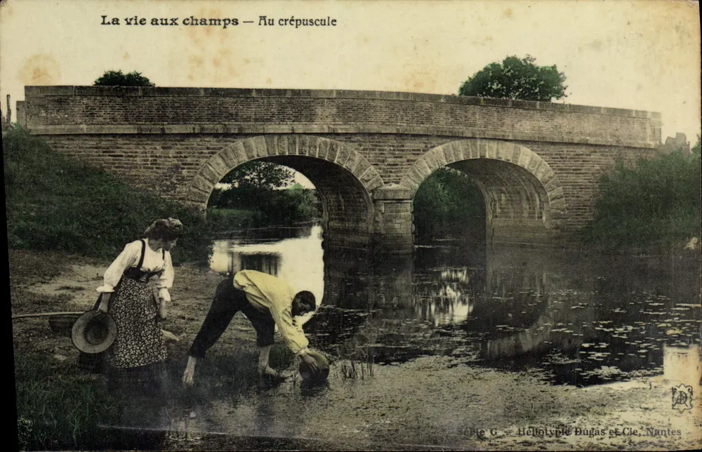 Das Leben auf dem Land — Beim Abendrot — Héliotype Dugas & Cie, Nantes, Serie G - Vorderseite