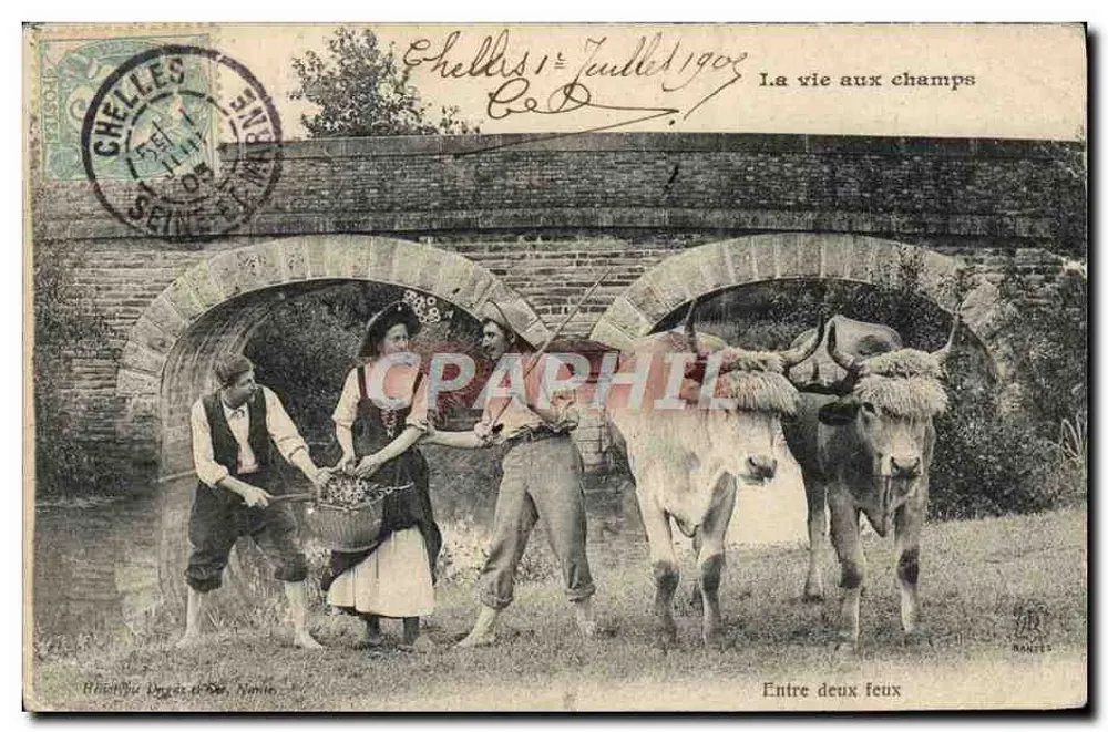 Das Leben auf dem Land — Szenen von der Farm unter einer Brücke in Chelles — Verlag Blainville, Drancy, 1. Serie - Vorderseite