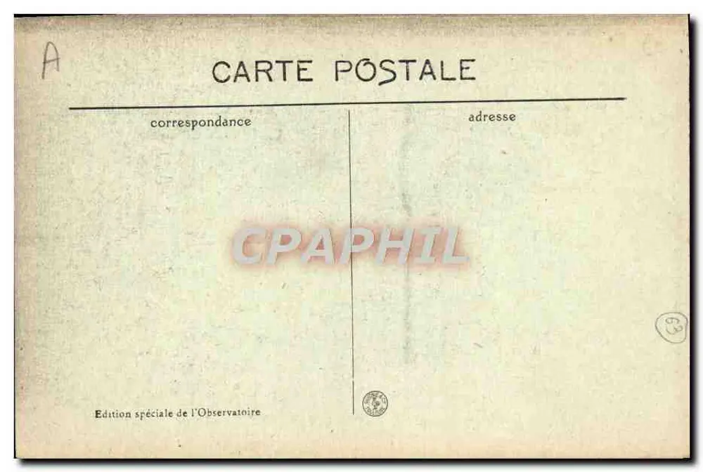 Die malerische Auvergne — Das Observatorium des Puy de Dôme — Sonderausgabe des Observatoriums - Rückseite