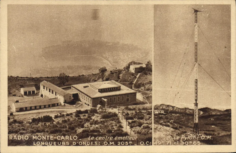 Radio Monte-Carlo — Der Sendemast — Foto Gilletta, Nizza, Drucker, CAP - Vorderseite