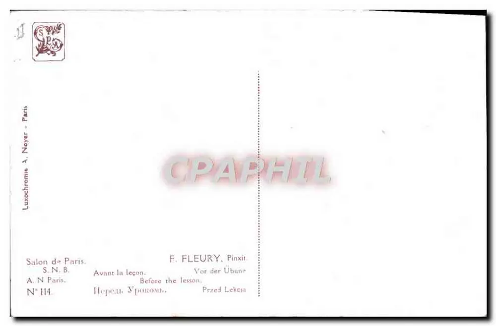 Ballet — Antes da aula — F. Fleury, Paris, N° 14 - Verso