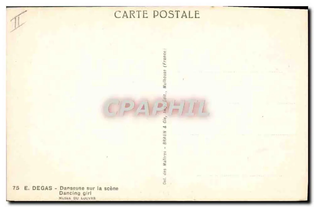 Dançarina no palco — Édouard Degas — edição Braun & Cie, Paris - Verso