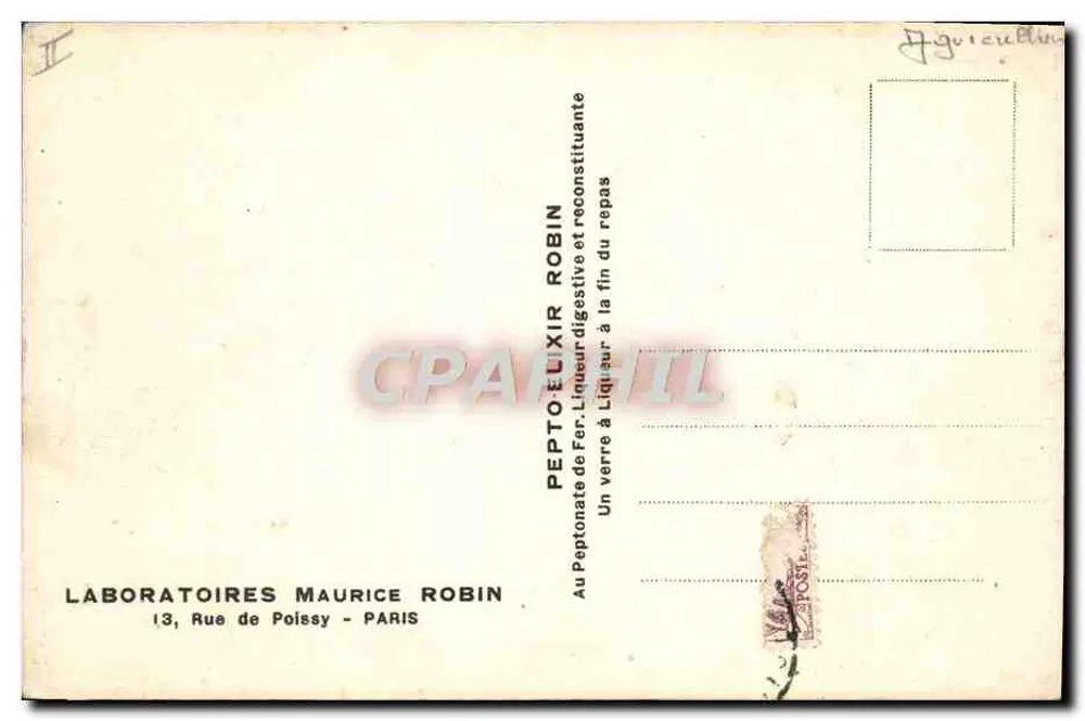 Trabalho agrícola com bois — cena campestre — Laboratoires Maurice Robin - Verso