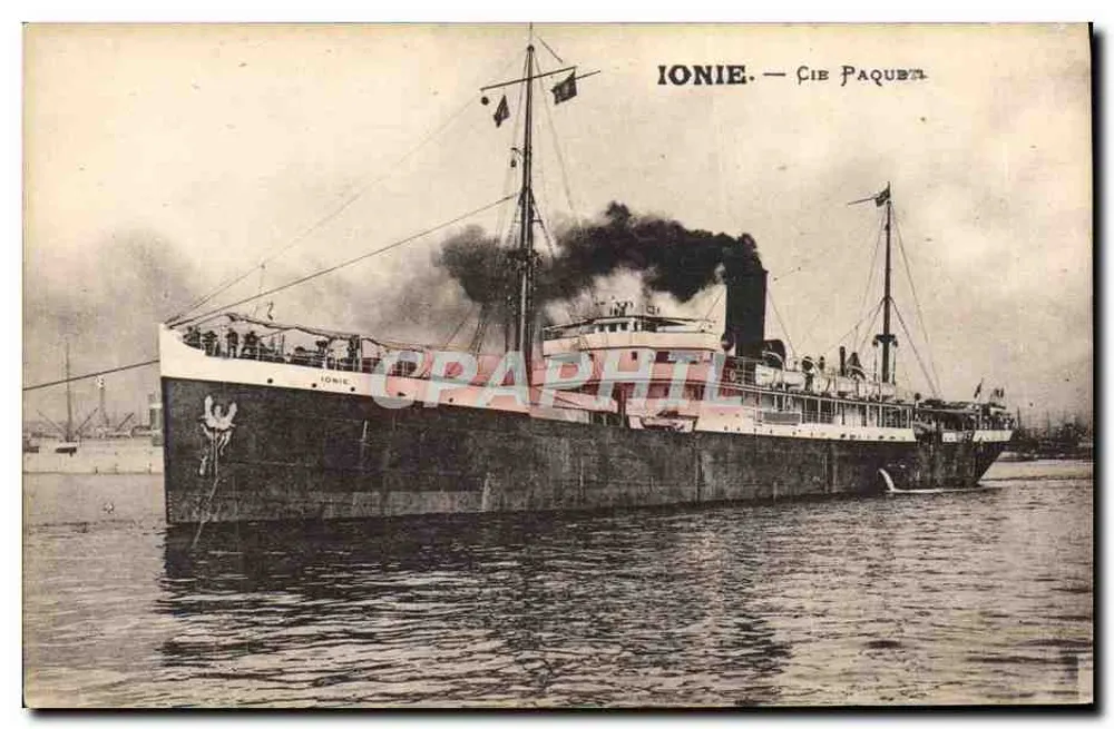 O navio IONIE — Cie Paquebot — editor BOURRELY, Marselha - Frente