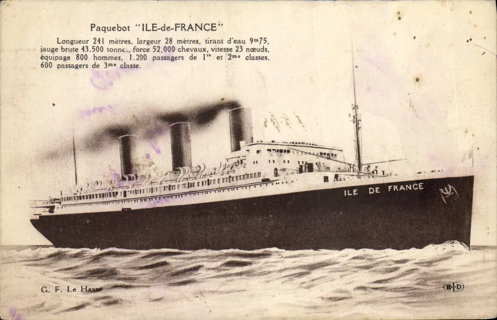 Dampfschiff "ILE-de-FRANCE" — G. F. Le Havre — (B-D) - Vorderseite