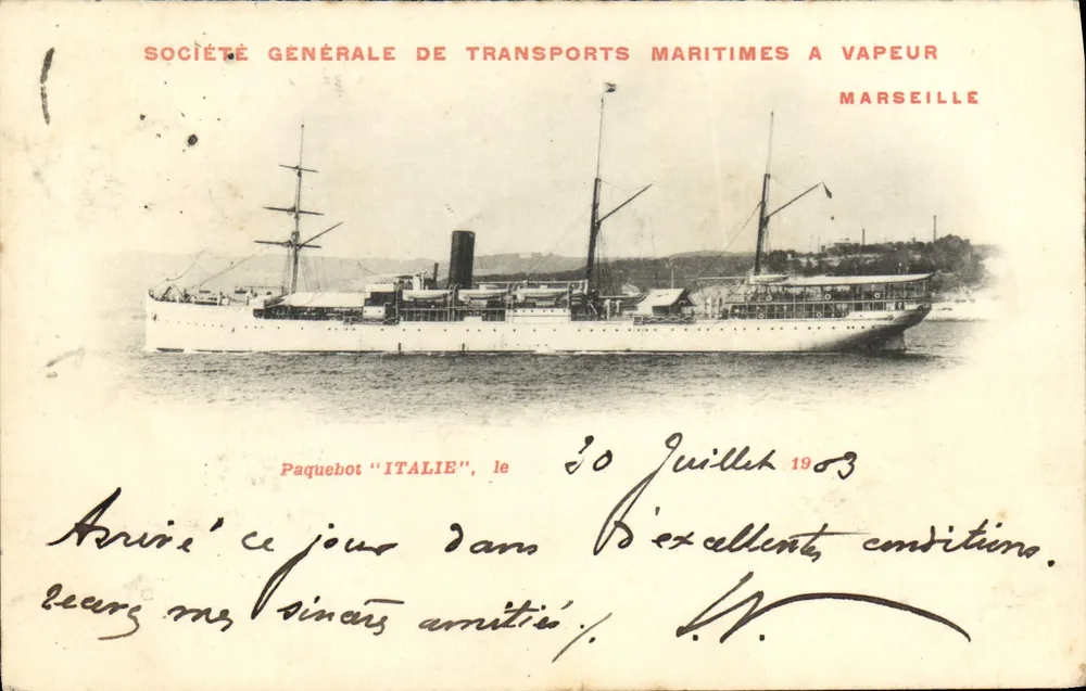 Dampfschiff "ITALIE" — Société Générale de Transports Maritimes à Vapeur — Marseille - Vorderseite