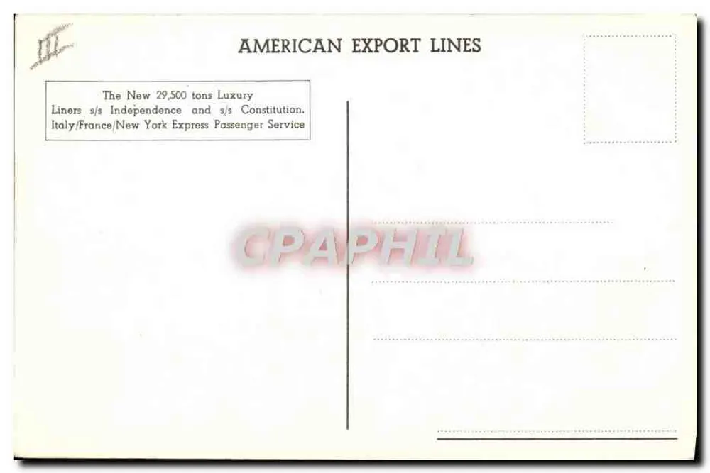 Cruiser Independence — American Export Lines — n°3 - Verso