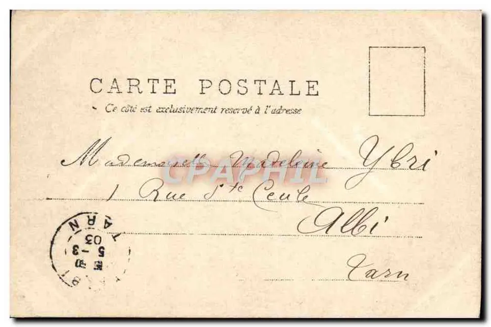 Kleine Mädchen in einem Bett mit vier Pfosten — A.N. Paris, n°2 — datiert 5. März 1903 - Rückseite