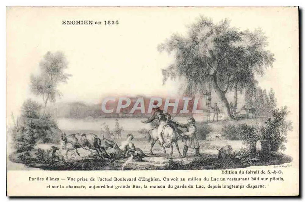 Enghien 1824 — Eselsrennen — Ansicht vom heutigen Boulevard d'Enghien — Ausgabe von Le Réveil de S.&O. - Vorderseite