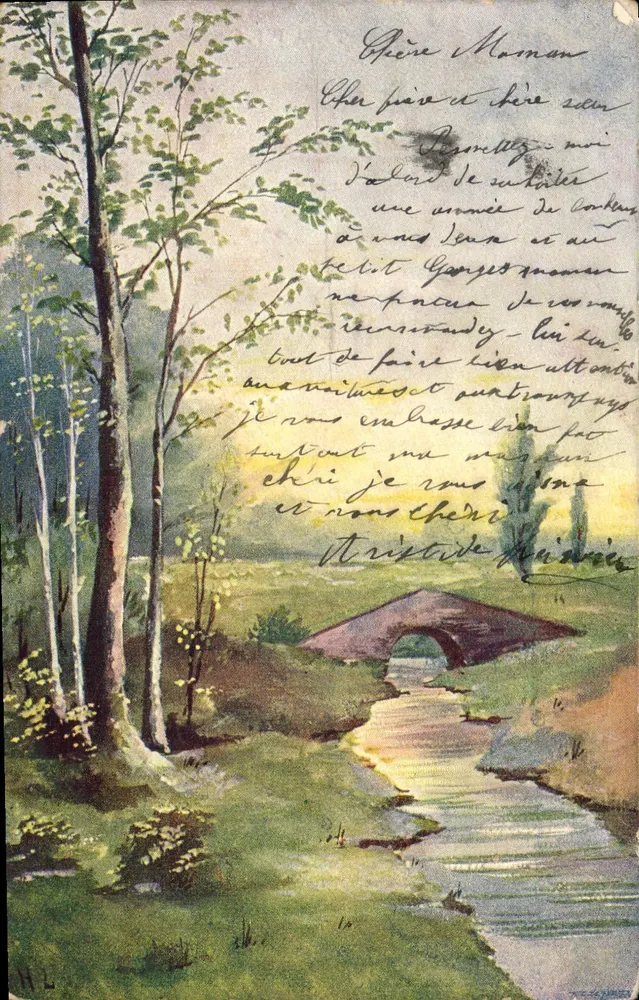 Landschaft mit Brücke — Blick auf den Fluss — H.L. (Verlag ?) - Vorderseite