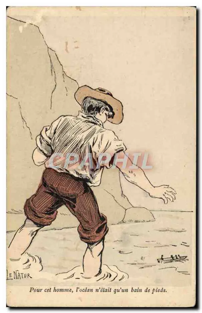 Homme au bord de l'océan — scène humoristique — éditeur LE NATUR - Vorderseite