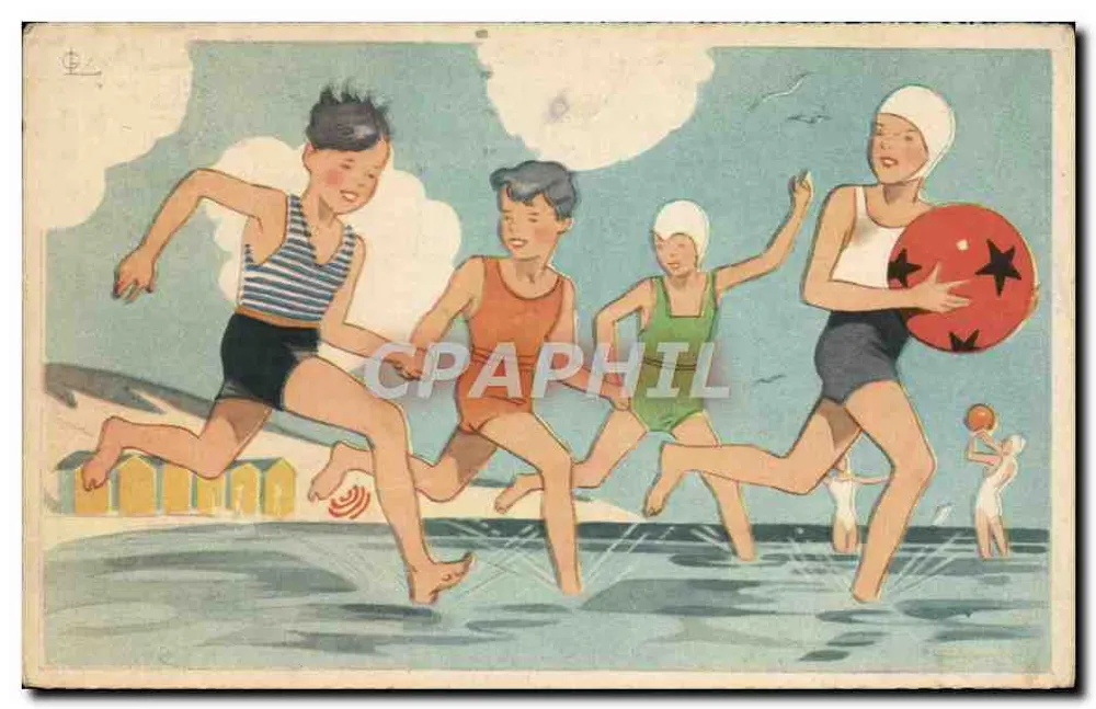 Kinder spielen mit einem Ball — Strand — Georges Lano, n°6 - Vorderseite