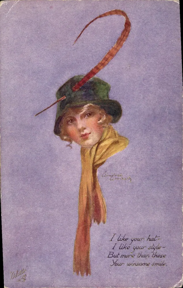 Jeune femme au chapeau à plume — illustration de Caroline Ambush — éditeur Villette & 4 - Vorderseite