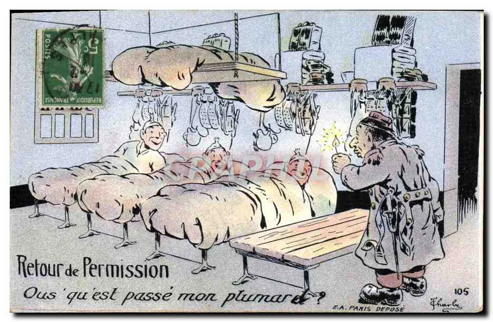 Retorno de Licença — Ous 'qu'est passé mon plumard ? — E.A. PARIS DEPOSE, n° 105 - Frente
