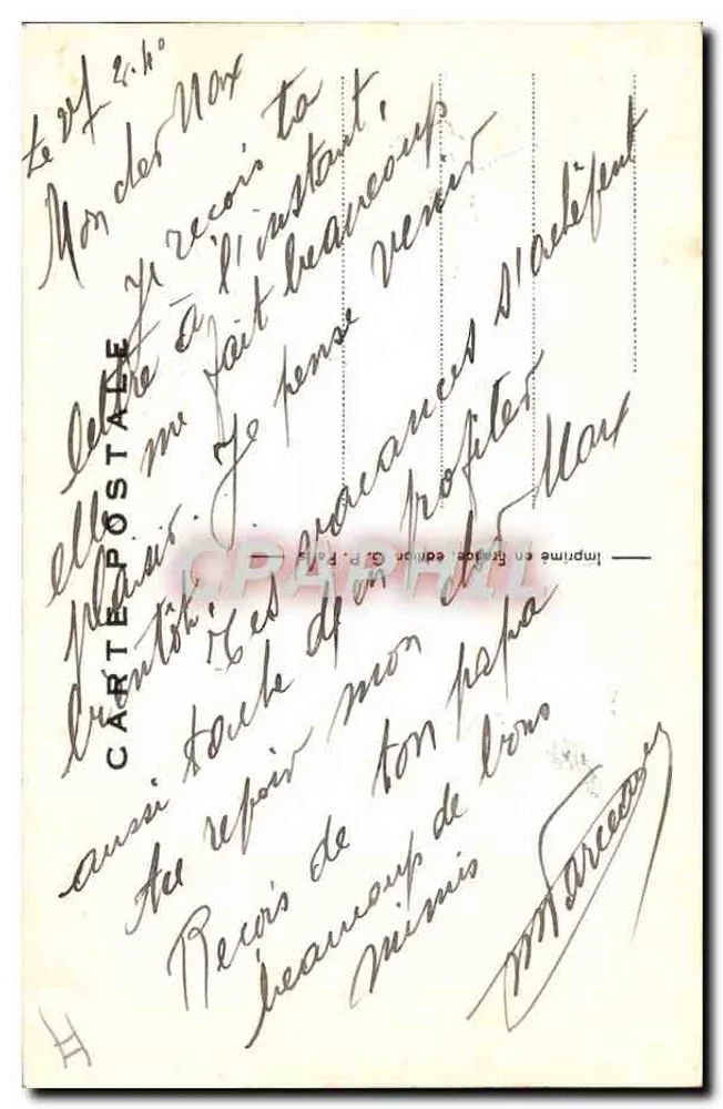 Au Petit Poste — Soldados em campanha — Edição P. P. Paris - Verso