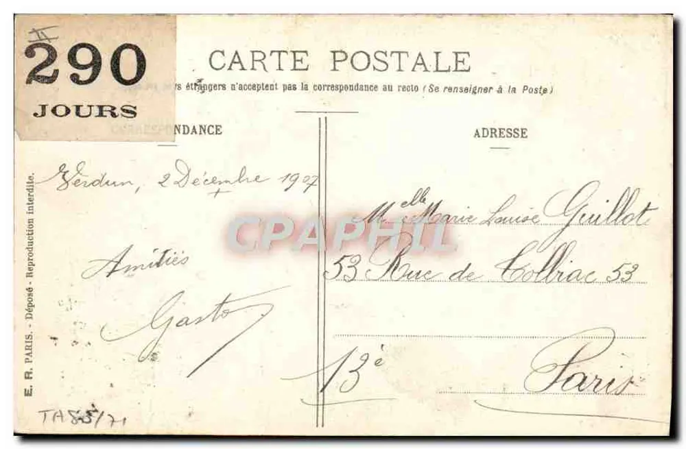 Sala de descanso militar — Aux Polochons !! — E.R. Paris, n°290 - Verso