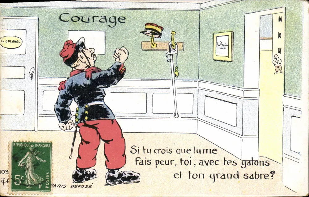 Soldado em uniforme — caricatura militar — Paris Déposé, n°103 - Frente