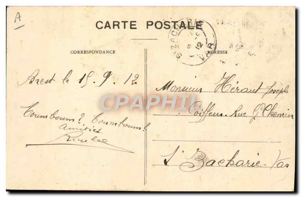 Casados de Quimper — Coleção Villard, Quimper — n° 1042 - Verso