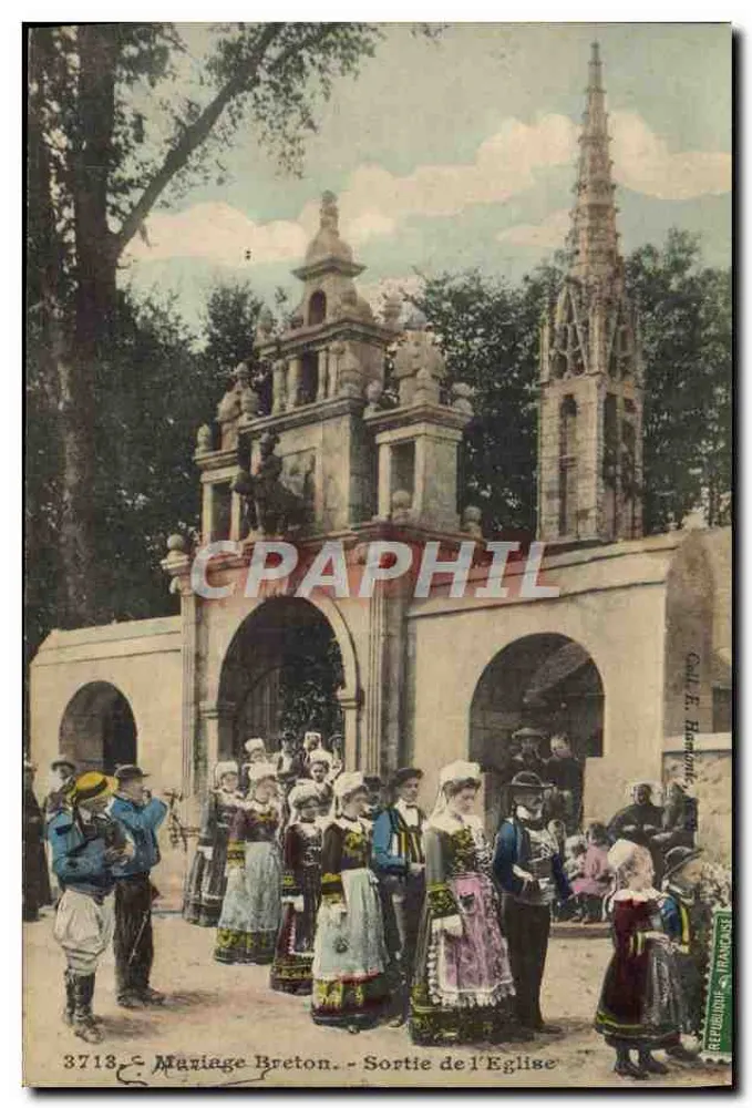 Bretonische Hochzeit - Verlassen der Kirche — Verleger E. Hamont, Nr. 3713 - Vorderseite