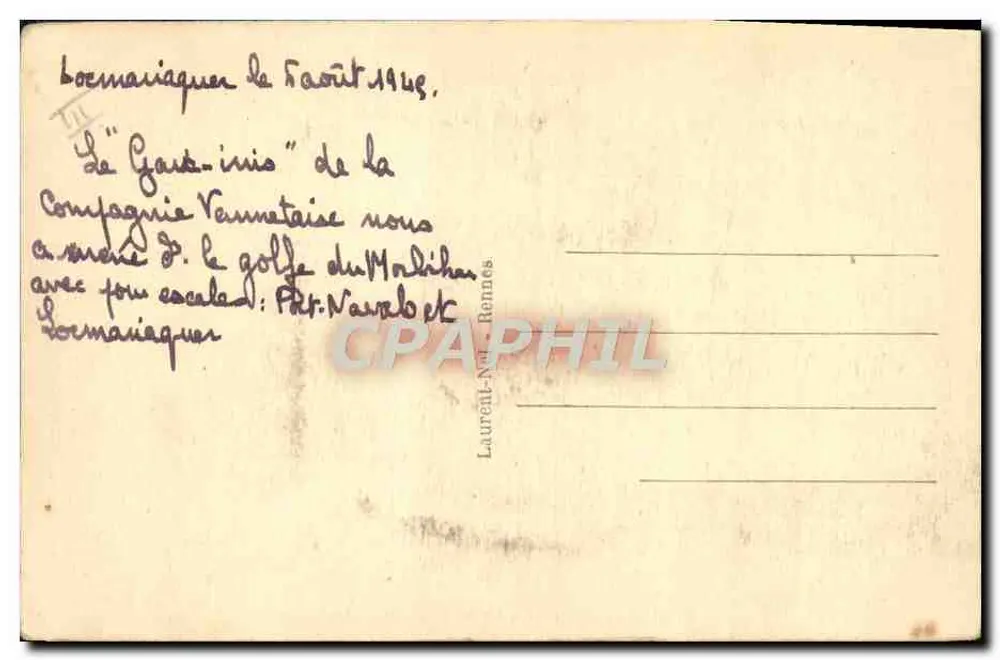Arredores de VANNES — Noiva Bretã — Loïc, n° 2156 - Verso