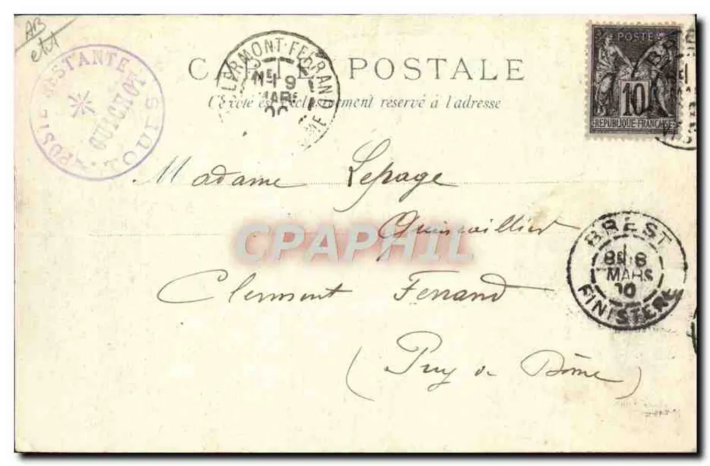 Uma Noiva Bretã — Data: 1 de Março de 1920 — F. Guichet - Verso