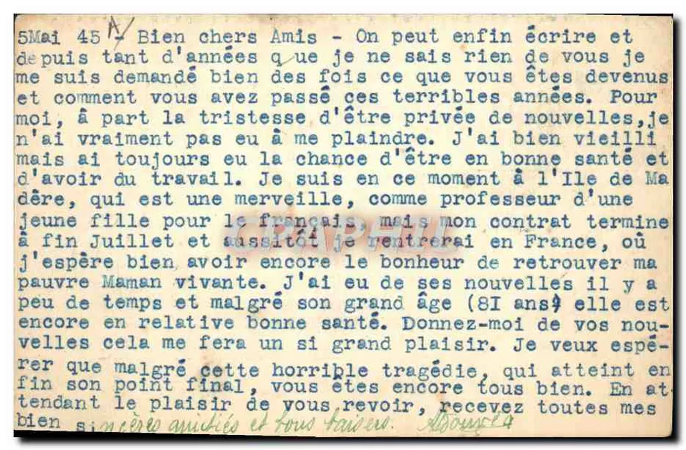Ilha da Madeira — Briefe an Sartrouville — Verlag Portugal Postal - Rückseite