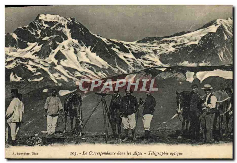 Die Korrespondenz in den Alpen — Optische Telegraphie — A. Sauvaigo, Nice, Nr. 103 - Vorderseite