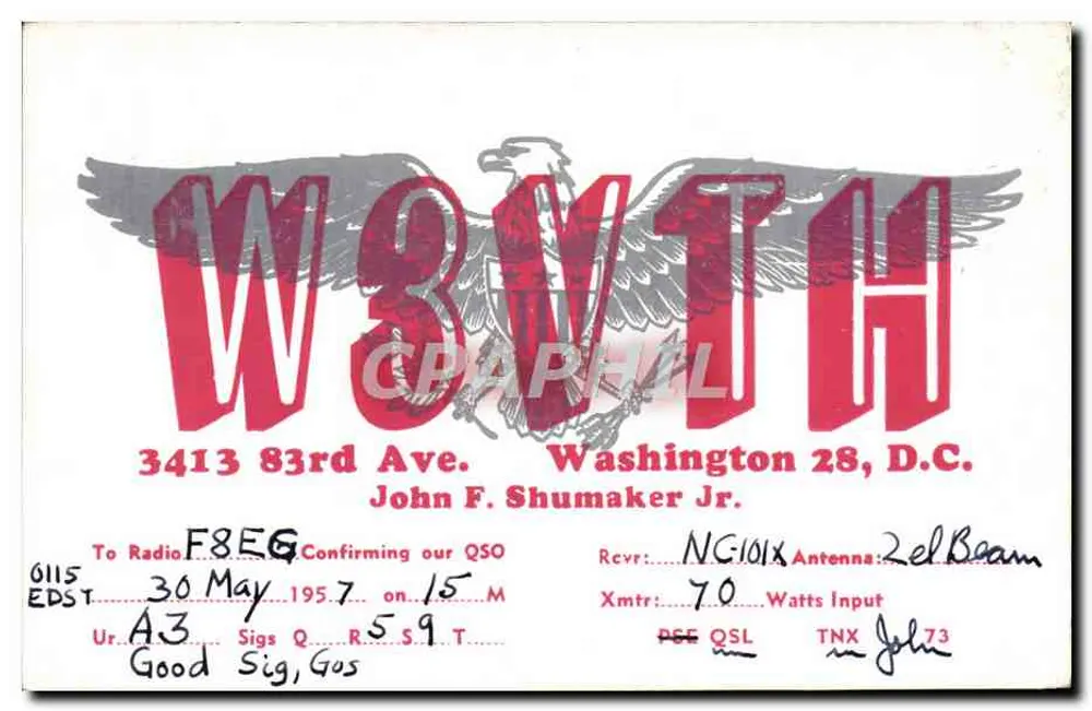 W3VTH — Washington D.C. — John F. Shumaker Jr. - Frente