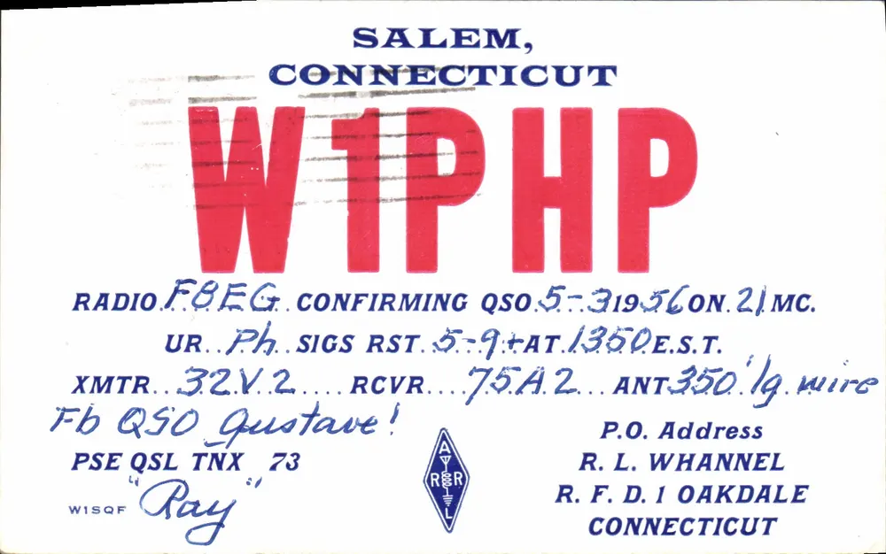 Salem, Connecticut — QSO de radioamador — W1P PHP - Frente