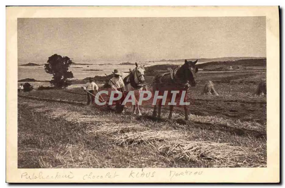Veldwerk met paarden — Reclame voor Chocolat Klaus — Uitgever: Chocolat Klaus, Le Locle (Zwitserland) - Voorkant