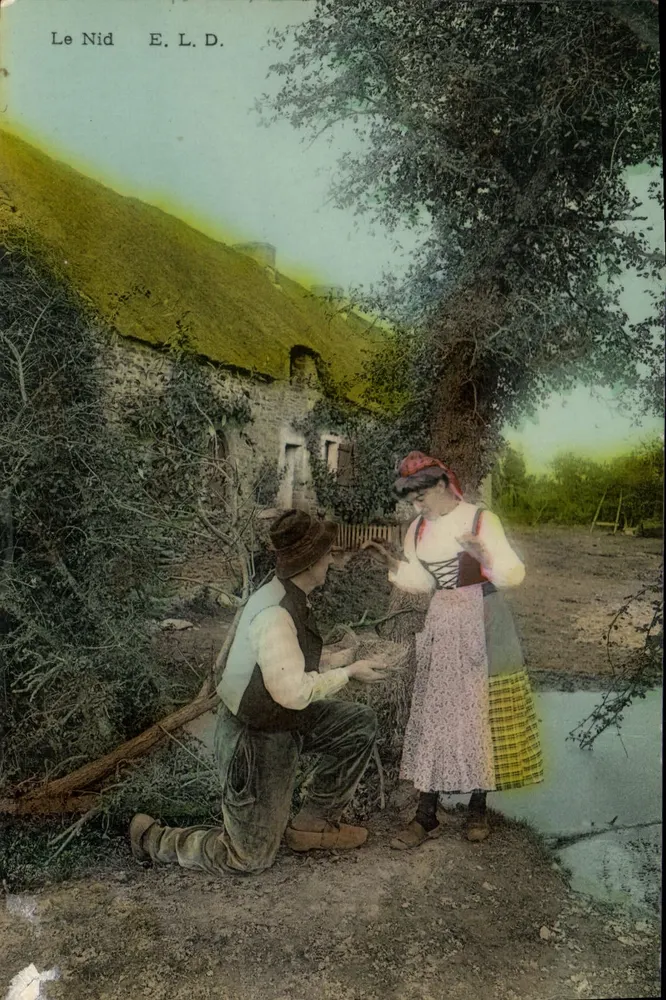 Proposta de casamento — cena rural — E.L.D. - Frente