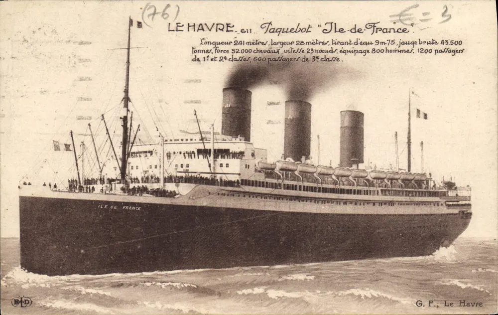 Le Havre — Dampfschiff "Ile-de-France" — G.F., Le Havre - Vorderseite