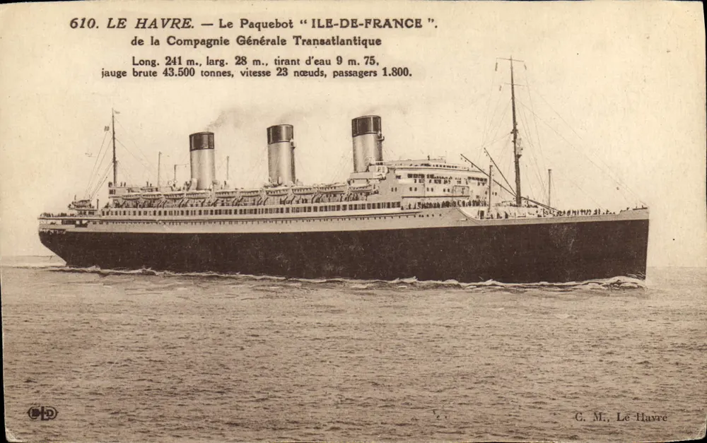 Le Havre — Das Schiff "Ile-de-France" — Compagnie Générale Transatlantique, n°610 - Vorderseite