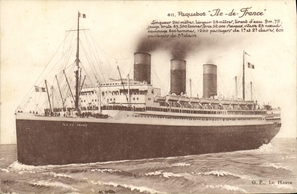 Dampfschiff "Ile-de-France" — G.F., Le Havre - Vorderseite