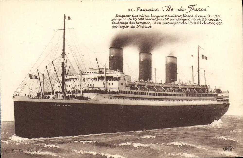Dampfschiff "Ile-de-France" — 611 — G.F., Le Havre - Vorderseite